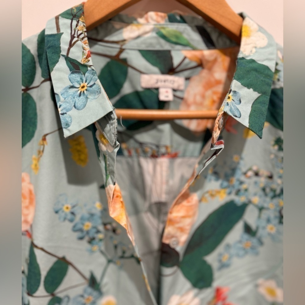 POETRY flower PRINTED DRESS EcoVero™ viscose & linen size 16 coquette boho - Picture 3 of 9